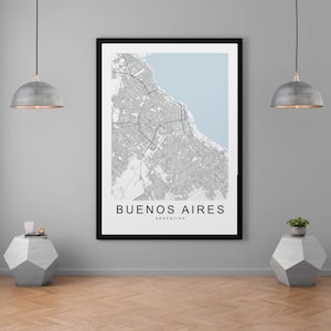 Buenos Aires Argentina City Map Print Minimalist Home Map Poster Wall Decor