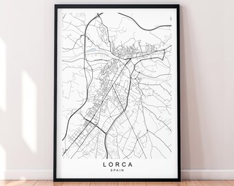 Lorca Map Print Illustration Lorca Spain Map Poster Wall Art Gift Unframed Print