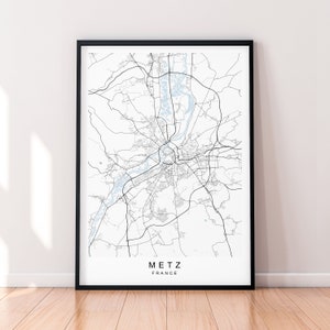Metz Stadt Karte Frankreich Print Poster Minimalist Home Decor Metz Frankreich Stadt Karte Poster Wall Art Decor