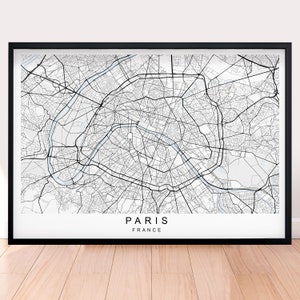 Paris City Horizontal Map France Print Poster Minimalist Home Decor Paris France Capital City Map Poster Wall Art Decor