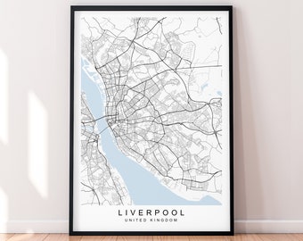 Liverpool England karta tryck poster minimalistisk heminredning Liverpool England Storbritannien karta poster väggkonst dekoration