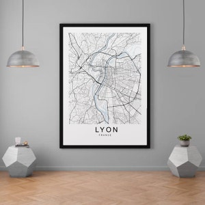 Lyon City Map Print Minimalist Home Map Poster Wall Decor