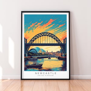 Newcastle Art Travel Print Newcastle upon Tyne UK Poster Wall Art Gift Unframed Print