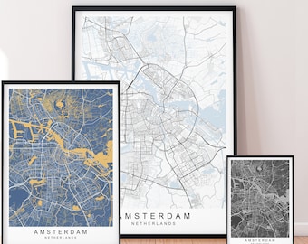 Mappa di Amsterdam Stampa Minimalista Paesi Bassi Olanda Città Amsterdam Mappa Poster Wall Decor