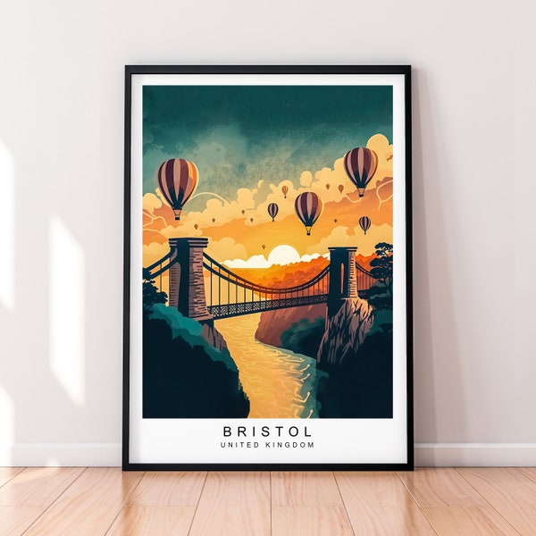 Bristol Clifton Suspension Bridge Illustration Print Clifton Bridge Avon George Poster Gift Unframed Print