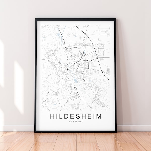 Hildesheim City Map Print Poster Minimalist Home Hildesheim Germany Town City Map Poster Wall Art Decor