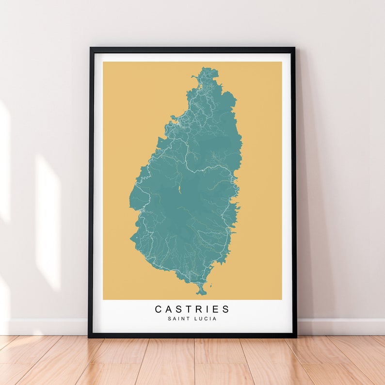 Castries Map Print Saint Lucia Island Minimalist Castries City Area ...