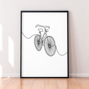 Bike Bicycle Print Line Art Poster Wall Art Minimalist Print V2 With Spokes