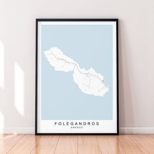 Folegandros Insel Griechenland Karte Print Minimalist Poster Wall Decor