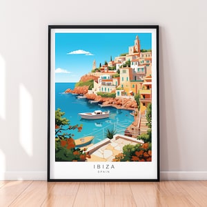 Ibiza Island Sunny Illustrazione Stampa Ibiza Spagna Poster Regalo Stampa Senza Cornice