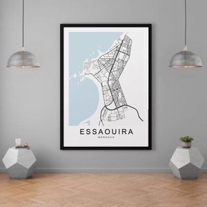 Essaouira, Maroc, ville, carte de la ville, impression de carte de maison minimaliste, affiche, décoration murale, décoration murale