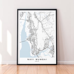 Navi Mumbai City India Kaart Print Poster Minimalistisch Home Navi Mumbai India Town City Map Poster Wall Art Decor