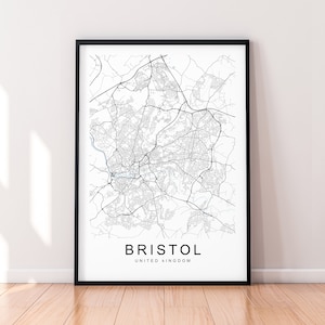 Bristol Stadt Karte Drucken Minimalist Home Karte Bristol England Karte Poster Wand-Dekor