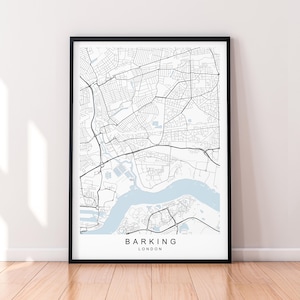 Barking Borough of London kaart afdrukken poster minimalistische Home London Barking Borough kaart poster kunst aan de muur decor