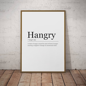 Hangry Print Definition Poster Wall Art Minimalist Print