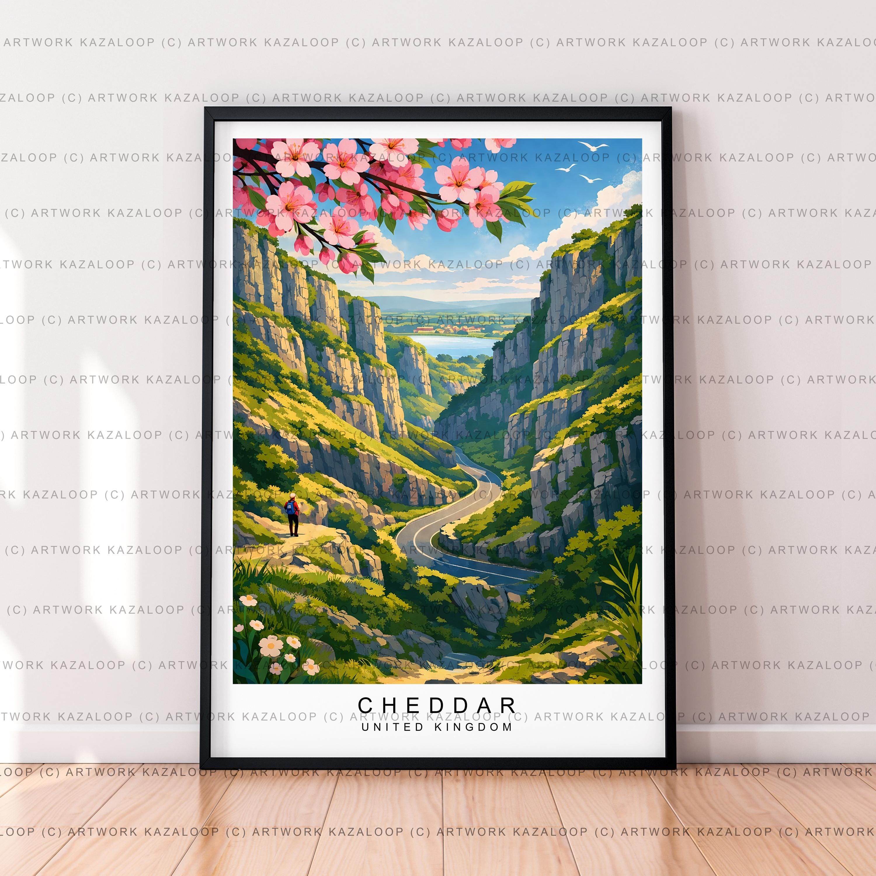Spring Cheddar Illustration Print Cheddar Somerset Village Gorge Poster ...