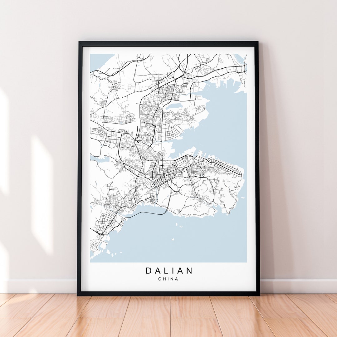 Dalian Port City of China Map Print Minimalist Poster Wall Decor - Etsy
