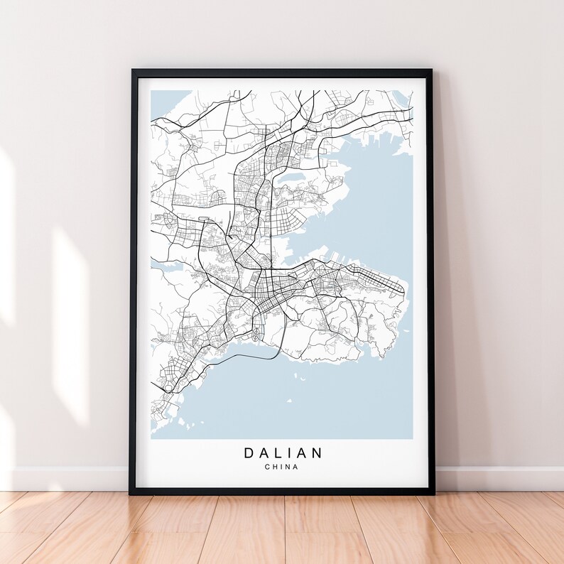 Dalian Port City of China Map Print Minimalist Poster Wall Decor - Etsy