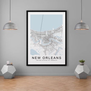 New Orleans Karte Louisiana Stadt Stadt Karte Druck Minimalist New Orleans USA Home Karte Poster Wand-Dekor