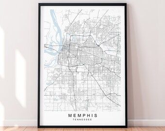 Memphis City Map Tennessee Print Poster Minimalist Home Memphis USA Map Poster Wall Art Decor