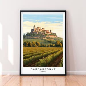 Carcassonne Travel Print Illustrazione Carcassonne Francia Poster Wall Art Regalo Stampa senza cornice