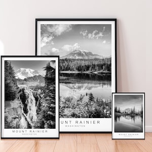Pôster com imagem impressa do Monte Rainier, minimalista, para viagem, para casa, Monte Rainier, estado de Washington, decoração de parede