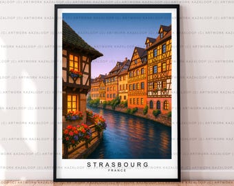 Strasbourg France Unframed Illustration Print Poster Art, Strasbourg Wall Art, Strasbourg Travel Print, Strasbourg Architecture Poster