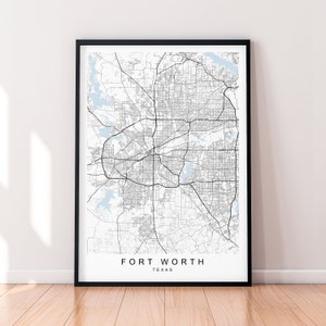 Fort Worth Texas Karte Drucken Poster Minimalist Home Decor Fort Worth Texas USA Karte Poster Wand Kunst Dekor