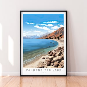 Pangong Tso Illustration Print Pangong Tso Lake Travel Poster Gift Unframed Print