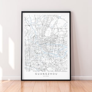 Guangzhou China City Map Print Poster Minimalist Home Decor Guangzhou City Map Poster Wall Art Decor