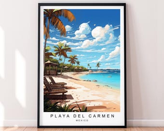 Playa Del Carmen Beach Illustration Print Playa Del Carmen Poster Gift Unframed Print