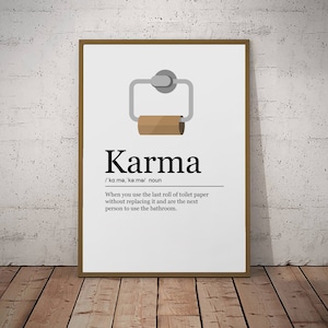 Karma Print Definition Poster Wall Art Minimalist Bathroom Toilet Print (V2)