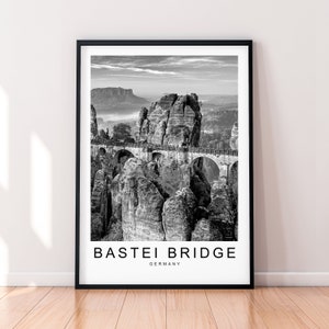 Bastei Bridge Duitsland Travel Print Minimalistische Home Travel Poster Wall Decor
