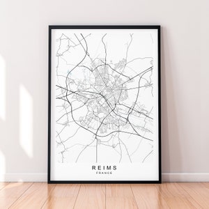 Reims Stadt Karte Frankreich Print Poster Minimalist Home Decor Reims Stadt Frankreich Karte Poster Wall Art Decor