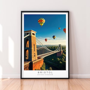 Illustrazione di viaggio del ponte di Bristol Bristol UK Poster Wall Art Gift Stampa senza cornice