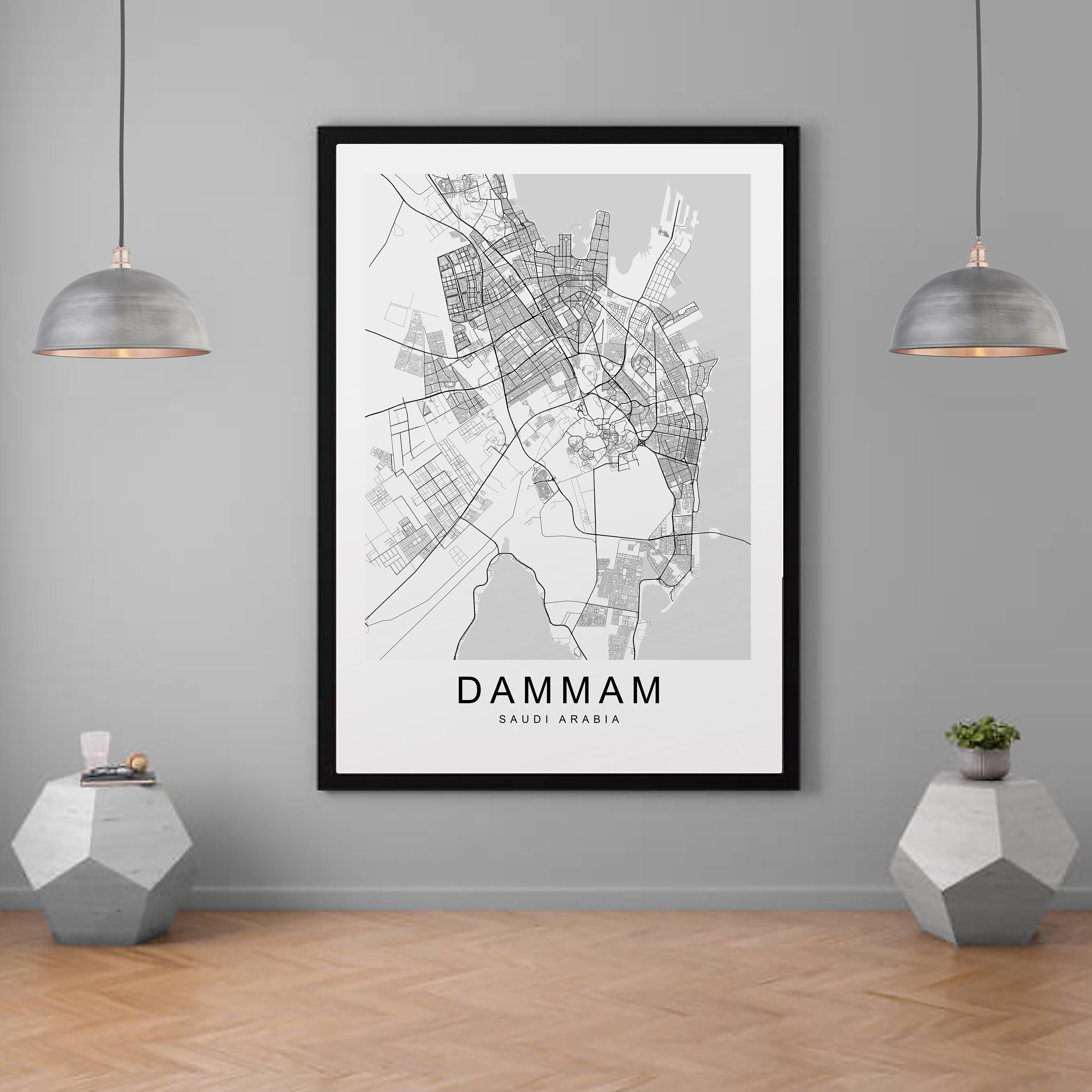 Dammam Map Saudi Arabia City Print Minimalist Home Map Poster Wall ...