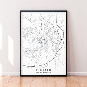Chester Town Map England Print Poster Minimalistisches Wohnkultur Chester City United Kingdom Map Poster Wandkunst Decor