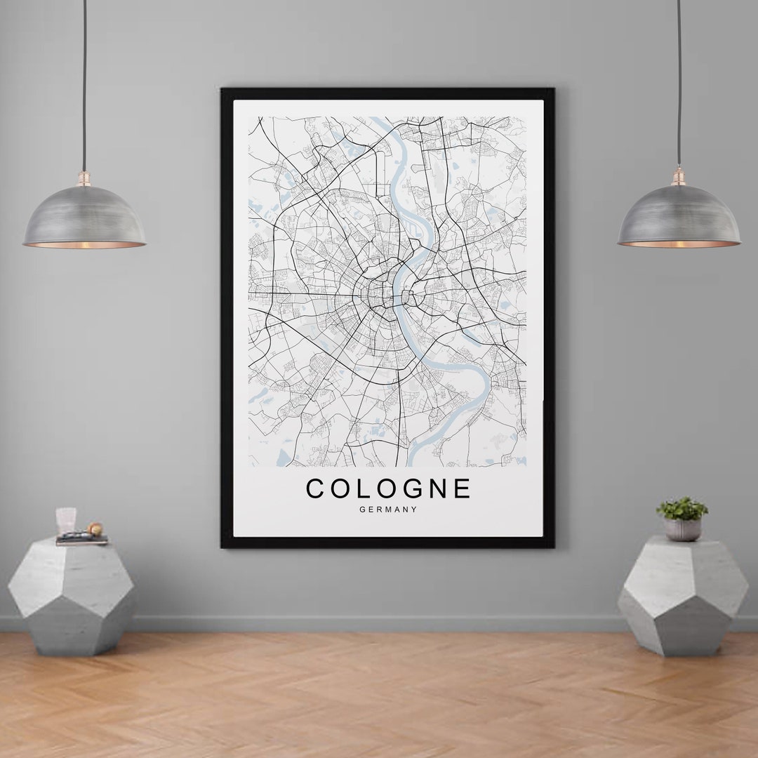 Cologne Map Germany City Map Print Minimalist Home Map Cologne Koln ...