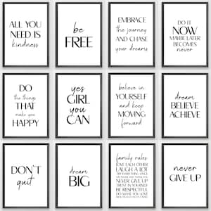 Messaggio motivazionale positivo ispiratore Stampa Poster Arredamento casa Regalo Tipografia Citazioni Stampe Regalo Arte murale minimalista