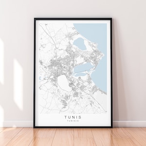 Tunis City Map Print Poster Minimalistisch Home Decor Tunis Tunesië Kaart Poster Wall Art Decor