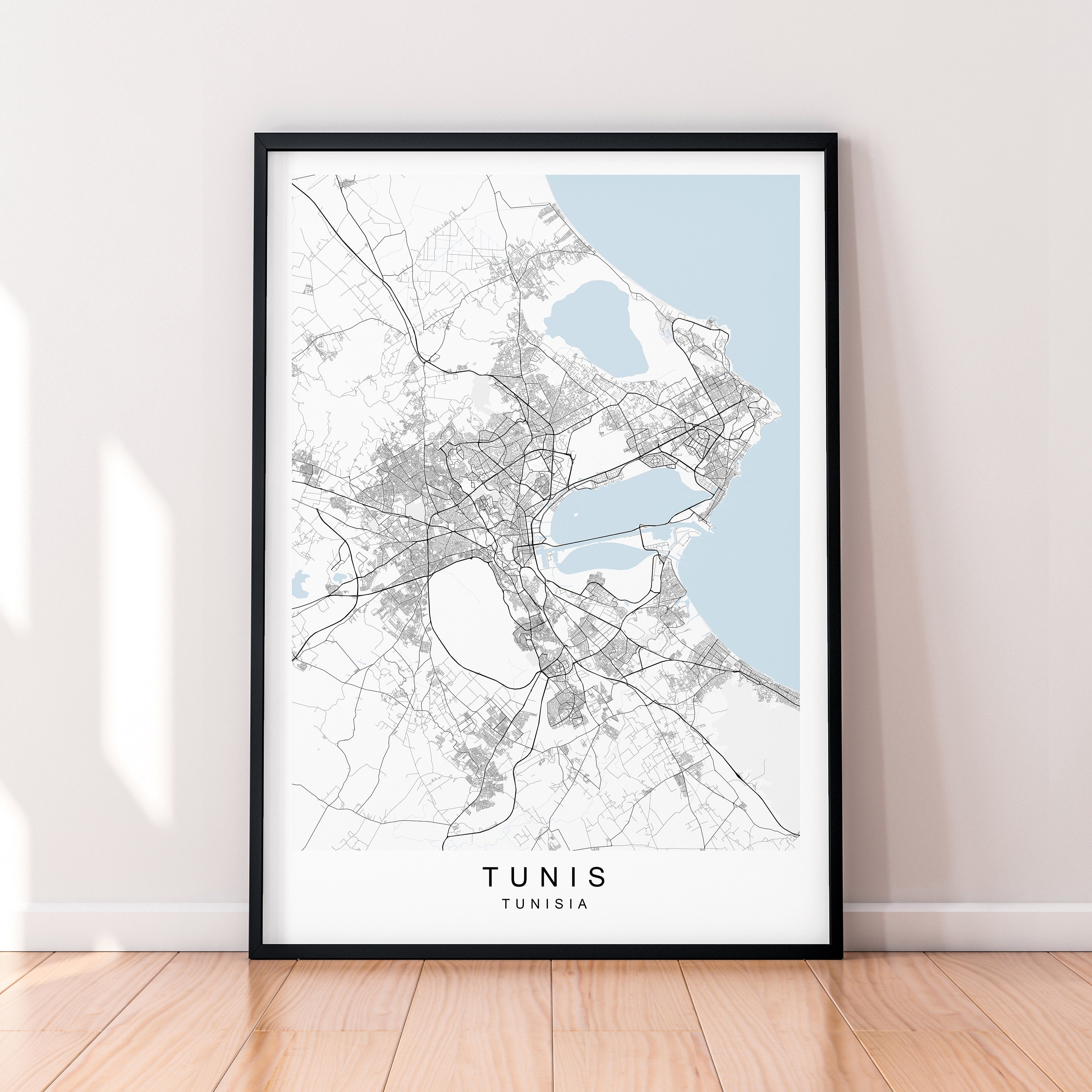 Tunis City Map Print Poster Minimalist Home Decor Tunis Tunisia Map Poster Wall Art Decor