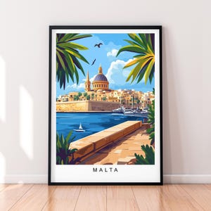 Malta Poster Wall Art Vibrant Travel Illustration Print Mediterranean Charm Home Decoration