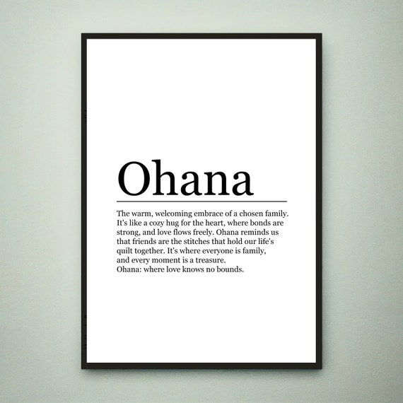 Ohana Print Definition Poster Wall Art Ohana Funny Meaning