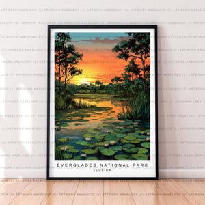 Everglades National Park Florida Unframed Illustration Art Everglades Print Everglades Poster Everglades Wall Art Alligator Bird Decor