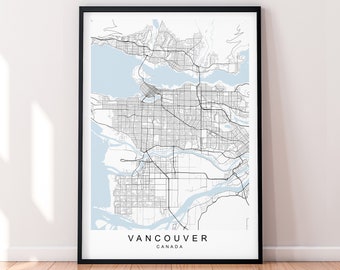 Vancouver City Canada Kaart Print Poster Minimalistisch Home Vancouver British Columbia Canada Kaart Poster Wall Art Decor