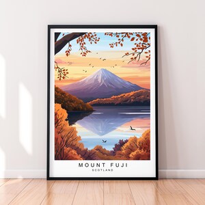 Berg Fuji Herbst Kunst Illustration Druck Berg Fuji Herbst Poster Wand Kunst Geschenk Ungerahmt Druck