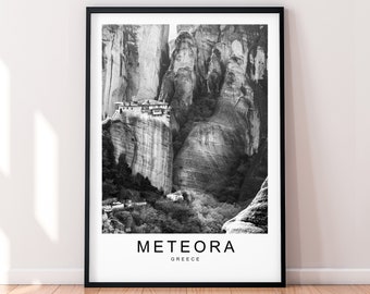 Meteora Greece Print Minimalist Home Travel Poster Wall Decor