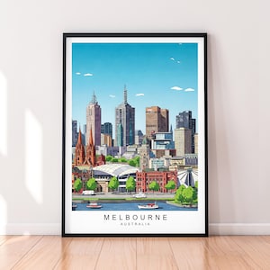 Melbourne Cityscape Australia Art Print Poster Illustration