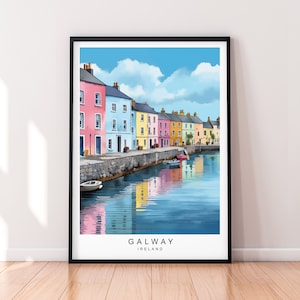 Galway Illustration Print Galway Ireland Travel Poster Gift Unframed Print