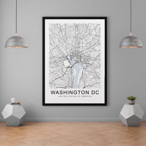 Carte de Washington DC City Map Print Minimalist Home Capital of USA Map Poster Wall Decor